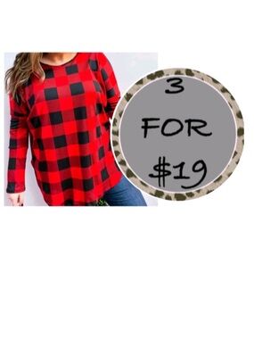 3/$19 Sunshine & Rodeos red and black buffalo plaid top